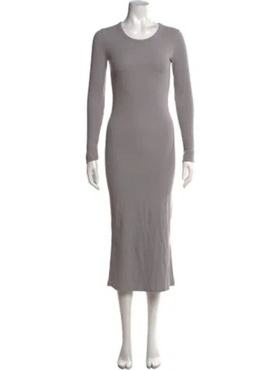 Pre-owned Ninety Percent Crew Neck Midi Length Dress In Grey