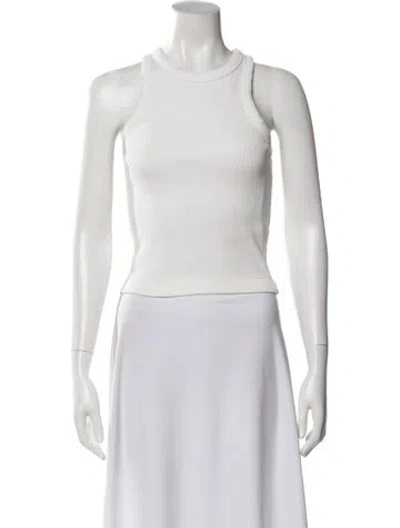 Pre-owned Ninety Percent Crew Neck Sleeveless Top In White