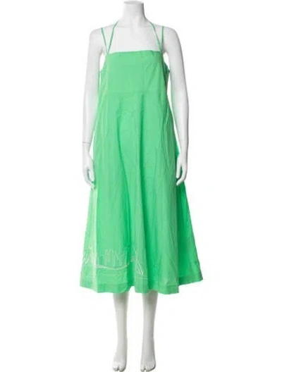 Pre-owned Ninety Percent Graphic Print Midi Length Dress In Green
