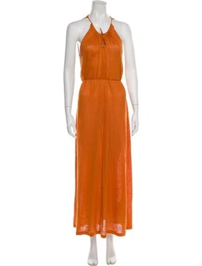 Pre-owned Ninety Percent Linen Long Dress W/ Tags In Orange
