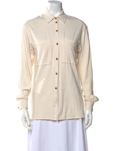 Pre-owned Ninety Percent Long Sleeve Button-up Top In Neutral
