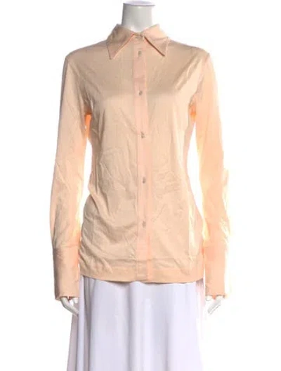 Pre-owned Ninety Percent Long Sleeve Button-up Top In Neutral