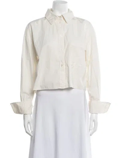 Pre-owned Ninety Percent Long Sleeve Button-up Top In Neutrals