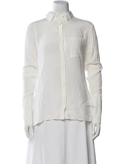 Pre-owned Ninety Percent Long Sleeve Button-up Top In White