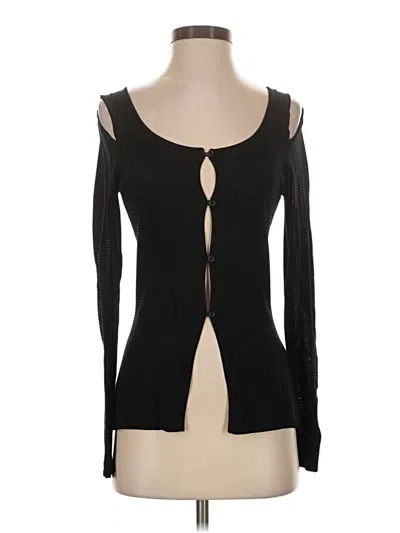 Pre-owned Ninety Percent Long Sleeve Top Black Keyhole Neckline Tops