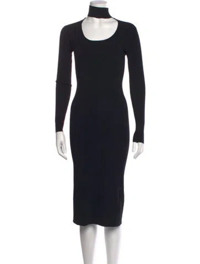 Pre-owned Ninety Percent Mock Neck Midi Length Dress In Black