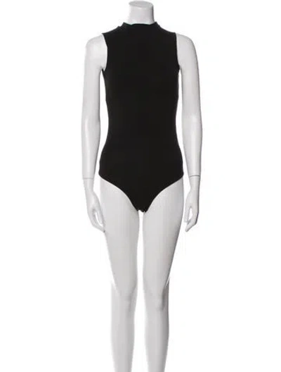 Pre-owned Ninety Percent Mock Neck Sleeveless Bodysuit In Black