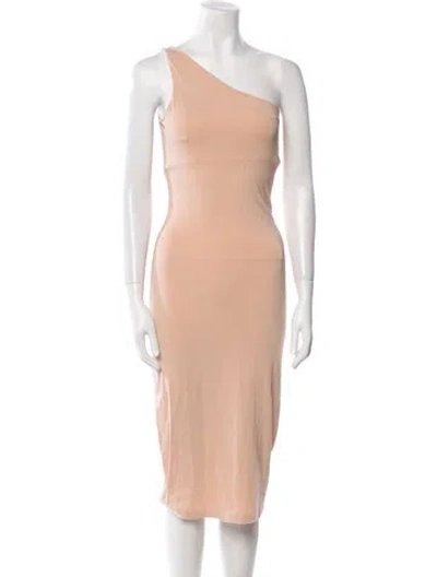 Pre-owned Ninety Percent One-shoulder Midi Length Dress In Neutral