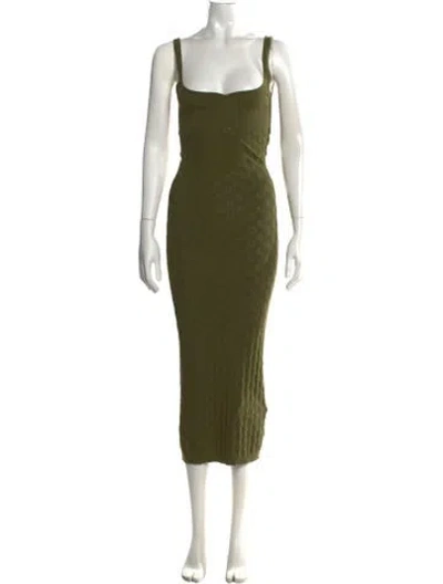 Pre-owned Ninety Percent Patterned Midi Length Dress In Green