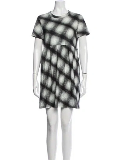 Pre-owned Ninety Percent Plaid Print Mini Dress In Grey