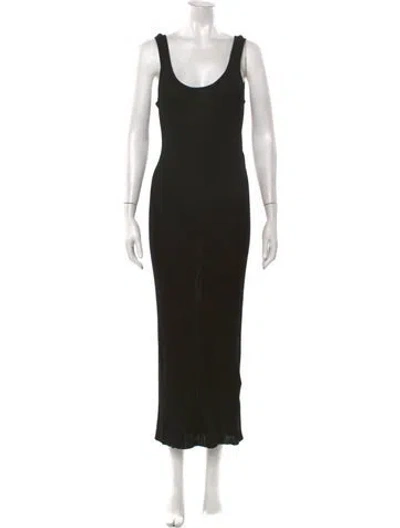 Pre-owned Ninety Percent Scoop Neck Long Dress In Black