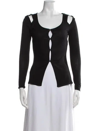 Pre-owned Ninety Percent Scoop Neck Long Sleeve Top In Black