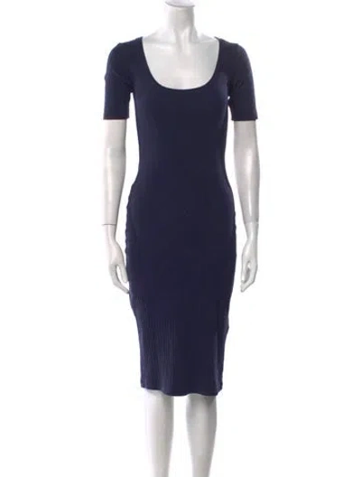 Pre-owned Ninety Percent Scoop Neck Midi Length Dress In Blue