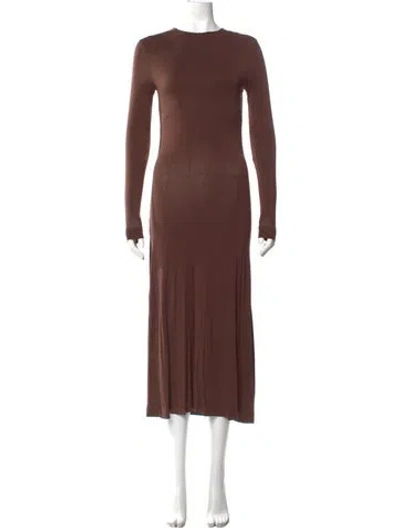 Pre-owned Ninety Percent Scoop Neck Midi Length Dress In Brown