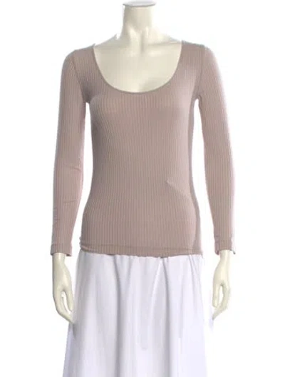 Pre-owned Ninety Percent Scoop Neck Three-quarter Sleeve Top In Pink