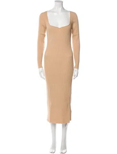 Pre-owned Ninety Percent Square Neckline Midi Length Dress In Brown