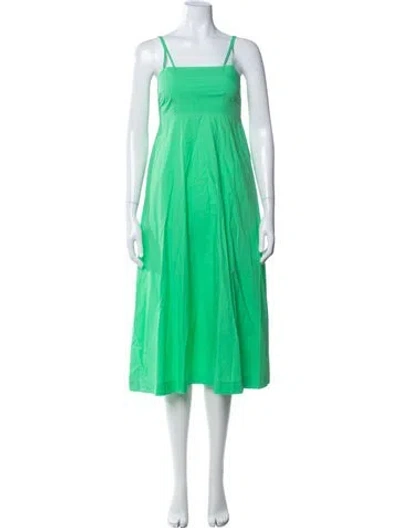 Pre-owned Ninety Percent Square Neckline Midi Length Dress In Green
