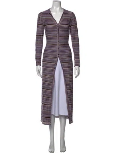 Pre-owned Ninety Percent Striped V-neck Sweater In Purple
