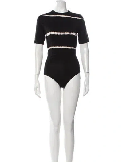 Pre-owned Ninety Percent Tie-dye Print Crew Neck Bodysuit In Black
