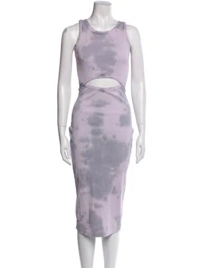 Pre-owned Ninety Percent Tie-dye Print Midi Length Dress In Purple