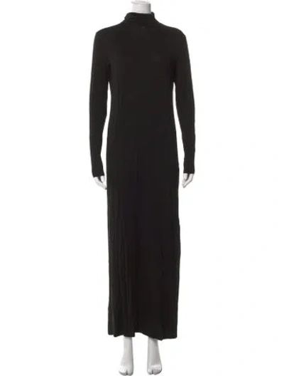 Pre-owned Ninety Percent Turtleneck Long Dress In Black