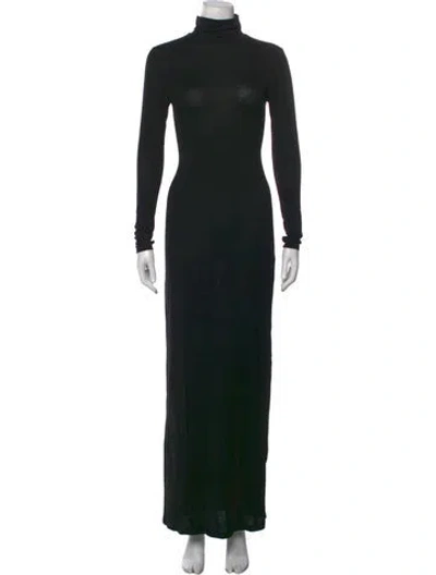 Pre-owned Ninety Percent Turtleneck Long Dress In Black