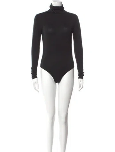 Pre-owned Ninety Percent Turtleneck Long Sleeve Bodysuit In Black