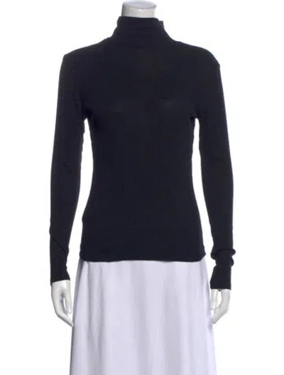 Pre-owned Ninety Percent Turtleneck Long Sleeve Top In Black