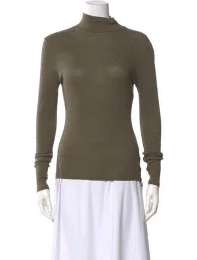 Pre-owned Ninety Percent Turtleneck Long Sleeve Top In Green