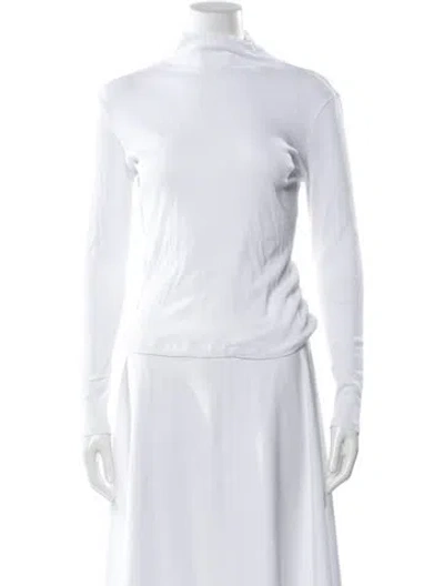Pre-owned Ninety Percent Turtleneck Long Sleeve Top In White