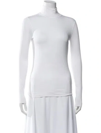 Pre-owned Ninety Percent Turtleneck Long Sleeve Top In White