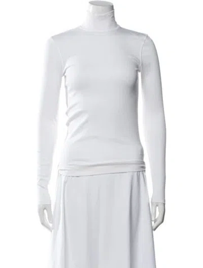 Pre-owned Ninety Percent Turtleneck Long Sleeve Top In White