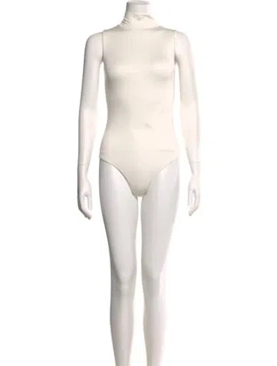 Pre-owned Ninety Percent Turtleneck Sleeveless Bodysuit W/ Tags In White