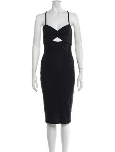 Pre-owned Ninety Percent V-neck Knee-length Dress In Black