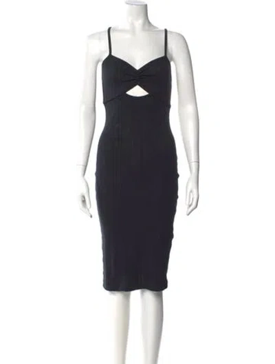 Pre-owned Ninety Percent V-neck Knee-length Dress In Blue