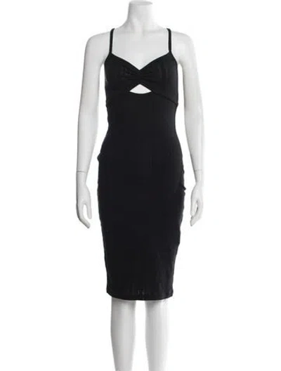 Pre-owned Ninety Percent V-neck Knee-length Dress In Blue