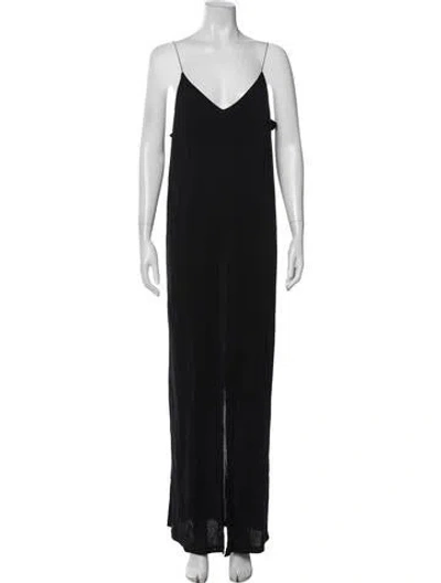 Pre-owned Ninety Percent V-neck Long Dress In Black