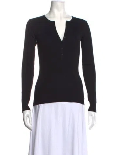 Pre-owned Ninety Percent V-neck Long Sleeve Top W/ Tags In Black