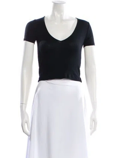 Pre-owned Ninety Percent V-neck Short Sleeve Crop Top In Black