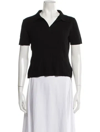 Pre-owned Ninety Percent V-neck Short Sleeve Polo In Black