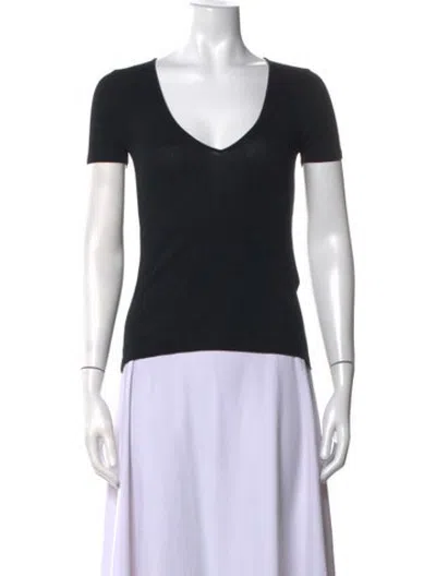 Pre-owned Ninety Percent V-neck Short Sleeve T-shirt In Black