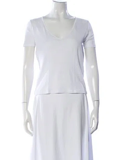 Pre-owned Ninety Percent V-neck Short Sleeve T-shirt In White