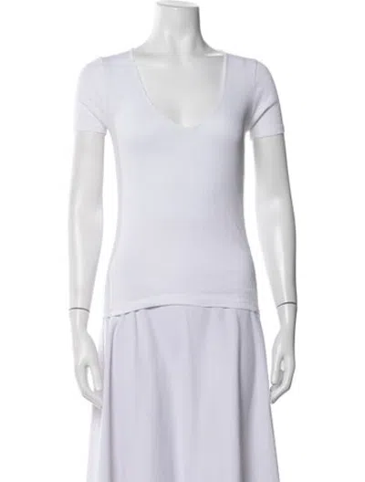 Pre-owned Ninety Percent V-neck Short Sleeve T-shirt In White