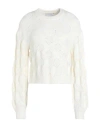 Ninety Percent Woman Sweater Ivory Size Xl Viscose, Recycled Polyester In White