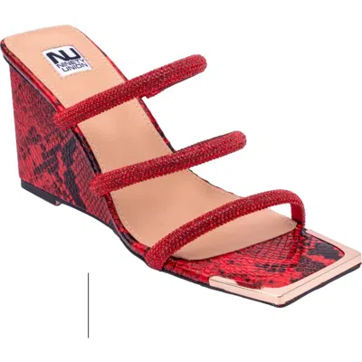 Ninety Union Angel Wedge Heel Sandal In Red