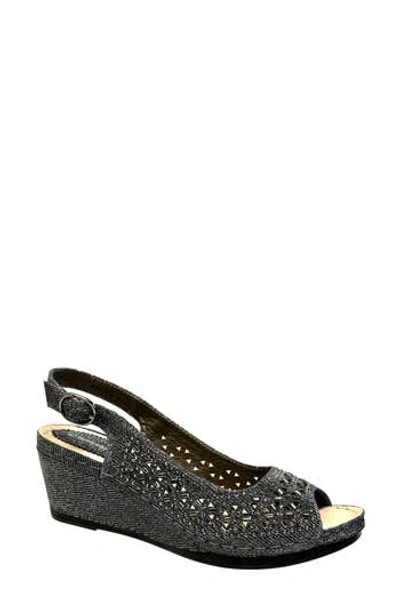 Ninety Union Anita Crystal Embellished Slingback Wedge Sandal In Pewter
