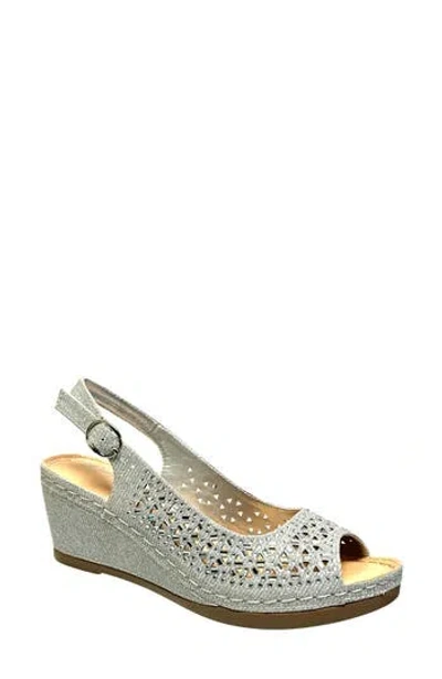 Ninety Union Anita Crystal Embellished Slingback Wedge Sandal In Silver