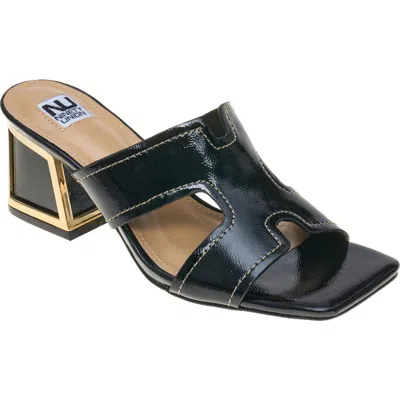 Ninety Union Bright Block Heel Slide Sandal In Black