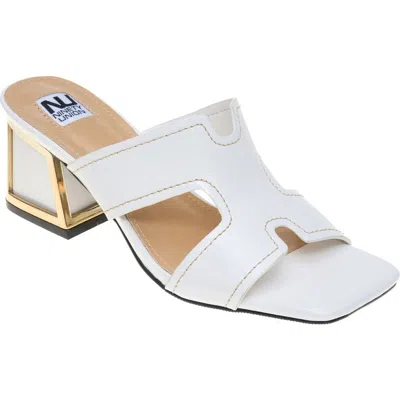 Ninety Union Bright Block Heel Slide Sandal In White