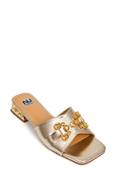 Ninety Union Charm Crystal Embellished Sandal In Gold